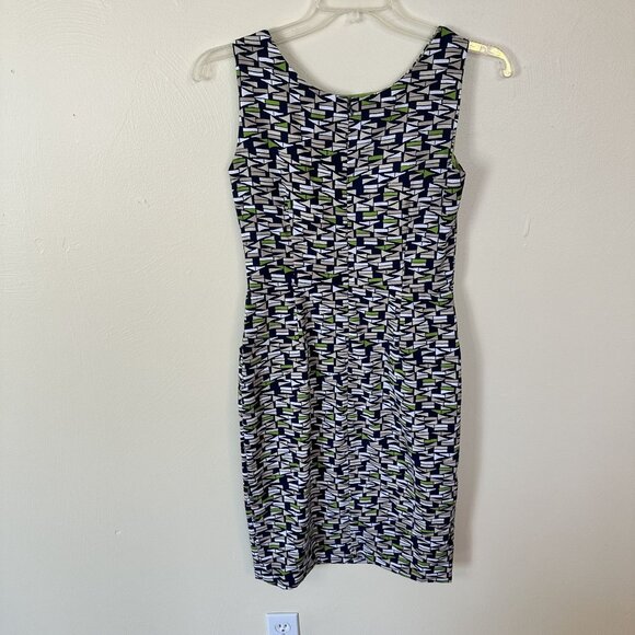 London Times Womens Geometric Print Sleeveless Sheath Dress US 6 Knee Career - Picture 9 of 10